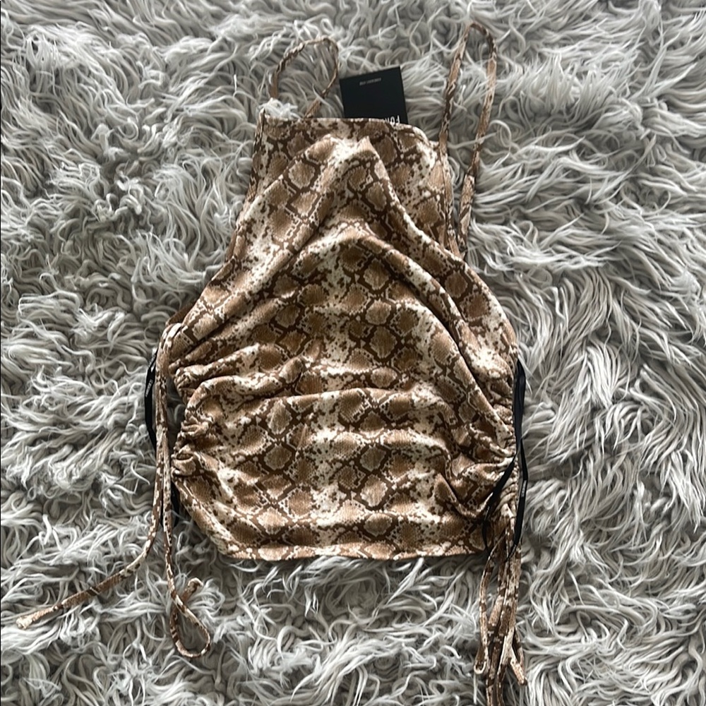 Forever 21 Brown Snake Print Crop Top